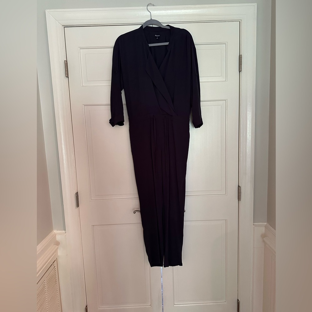 Madewell jumpsuit navy size S button front v neck collar long sleeve - Picture 5 of 6